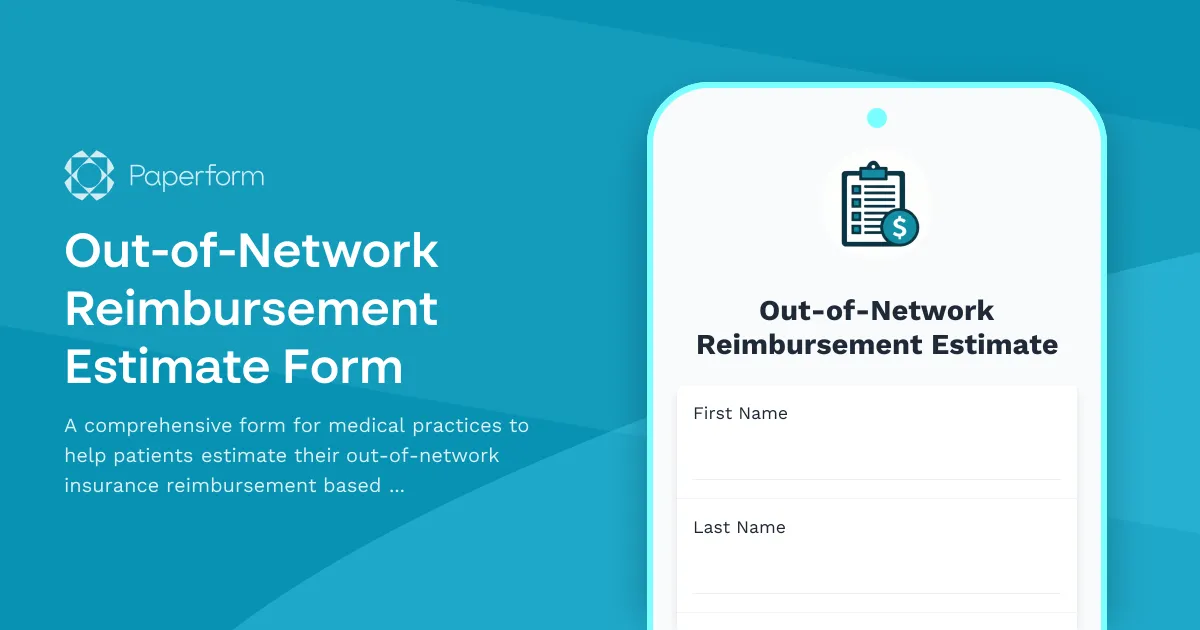 Out-of-Network Reimbursement Estimate Form