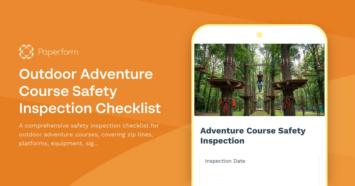 Outdoor Adventure Course Safety Inspection Checklist