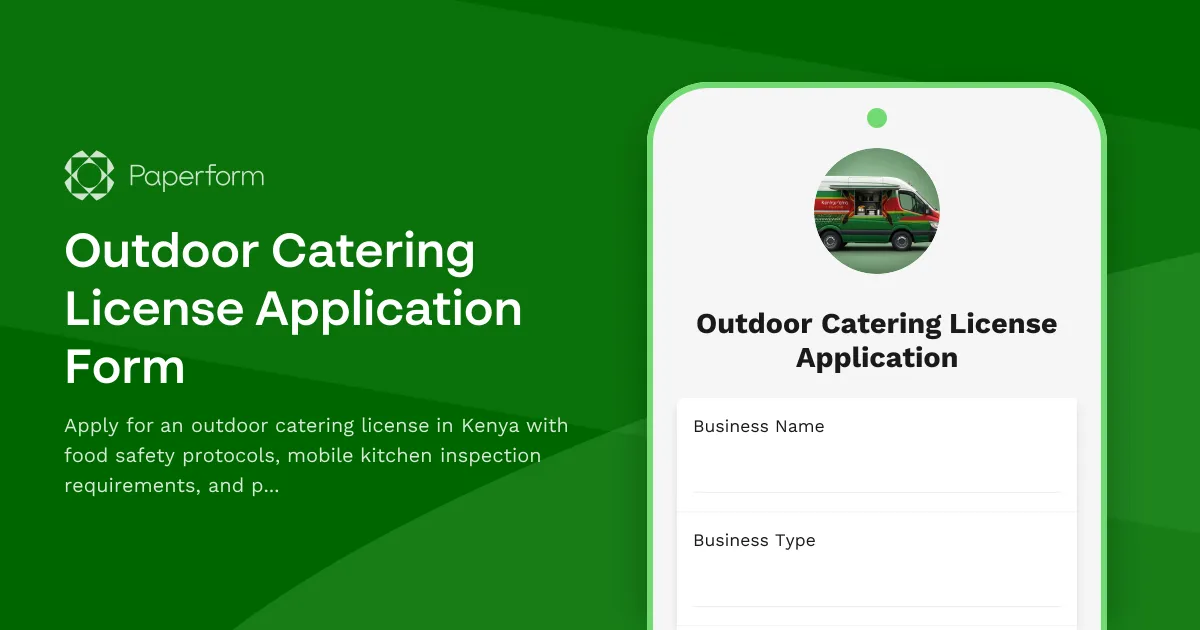 Outdoor Catering License Application Form