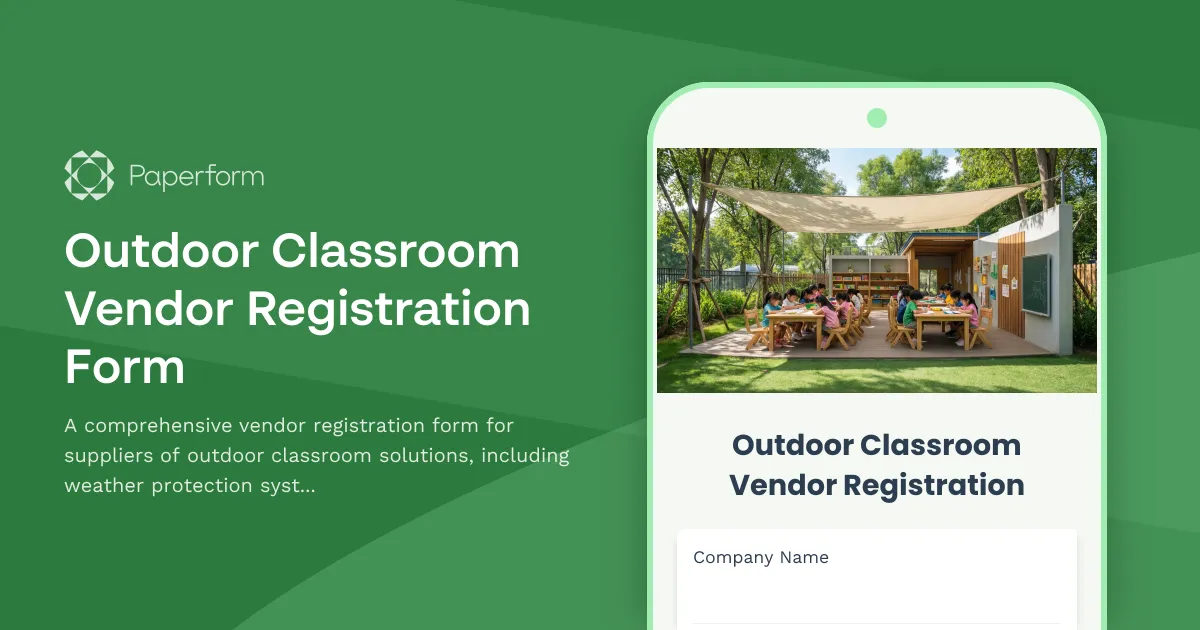 Outdoor Classroom Vendor Registration Form