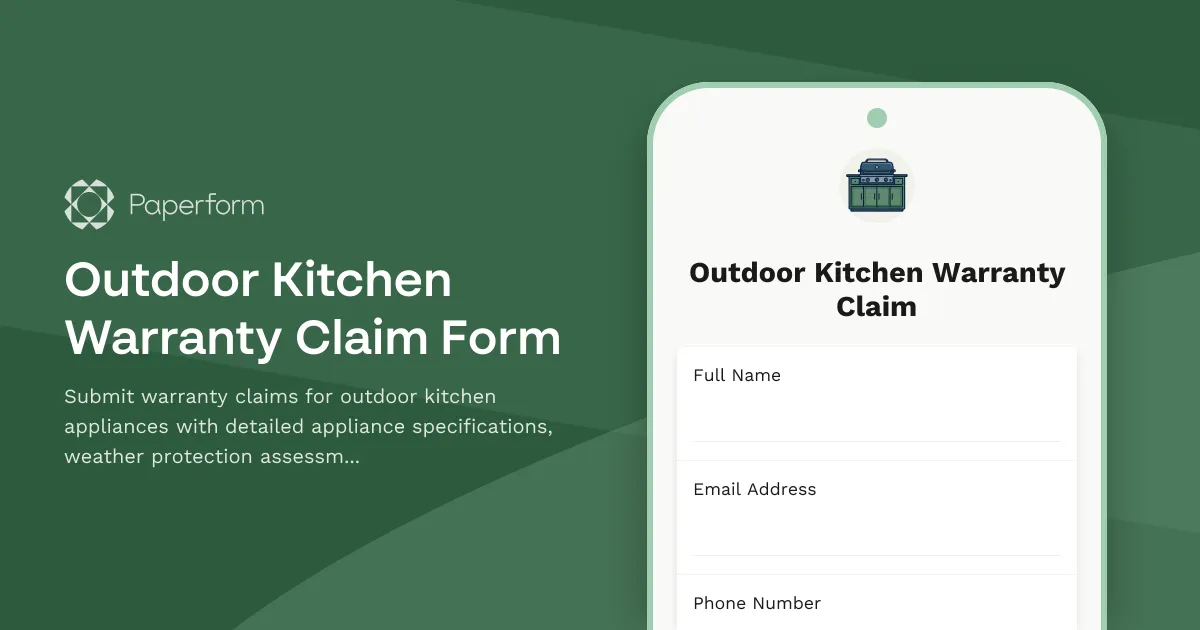 Outdoor Kitchen Warranty Claim Form