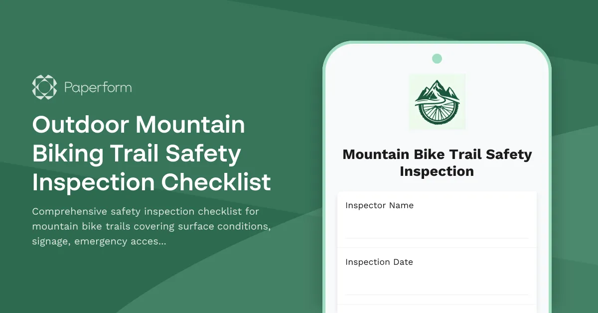 Outdoor Mountain Biking Trail Safety Inspection Checklist