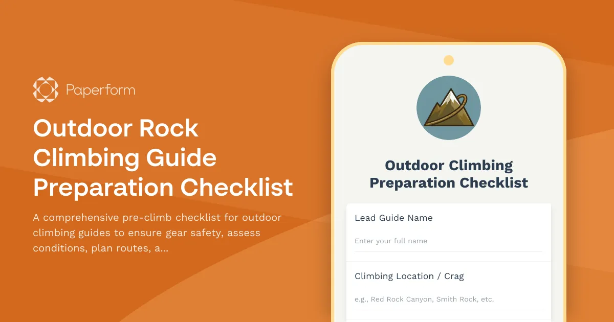 Outdoor Rock Climbing Guide Preparation Checklist