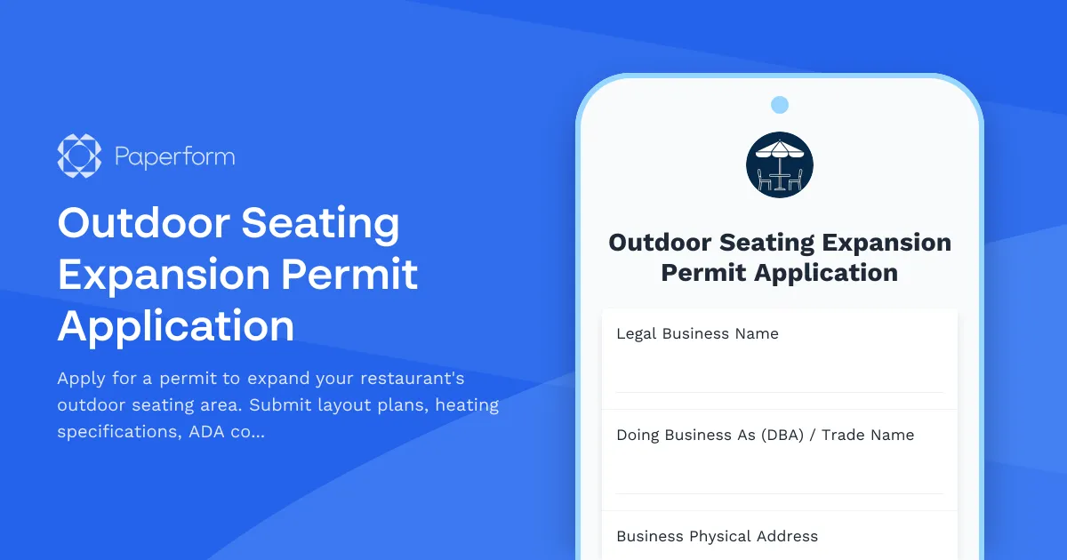 Outdoor Seating Expansion Permit Application
