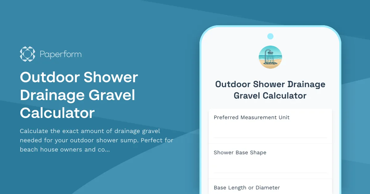 Outdoor Shower Drainage Gravel Calculator