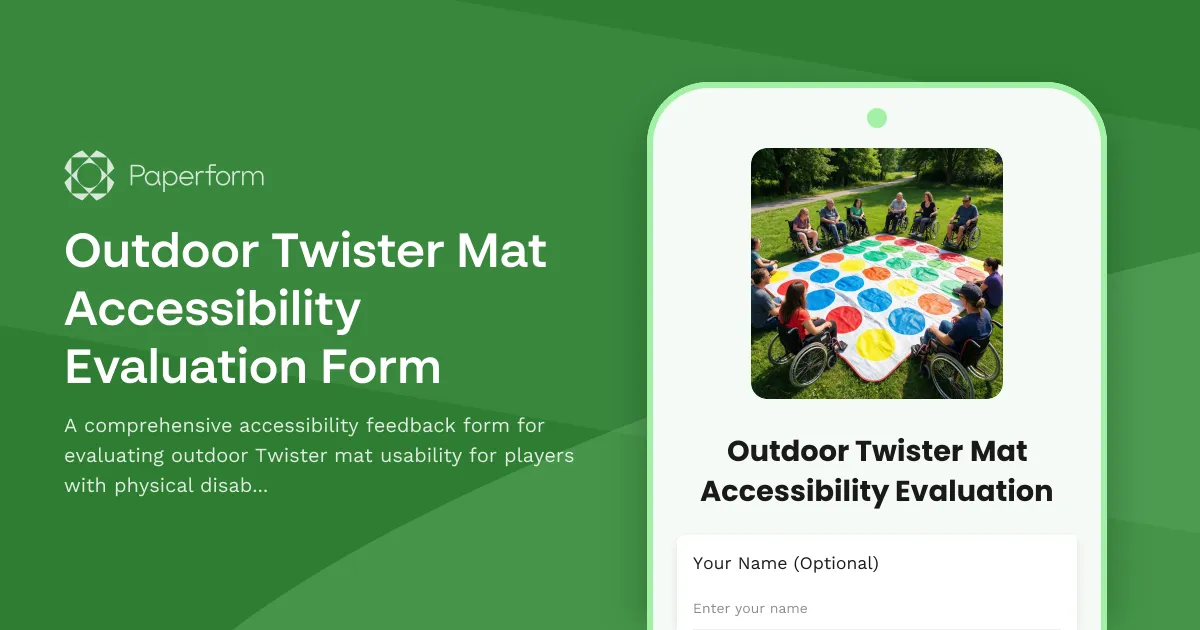 Outdoor Twister Mat Accessibility Evaluation Form