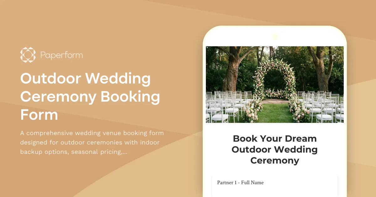 Outdoor Wedding Ceremony Booking Form