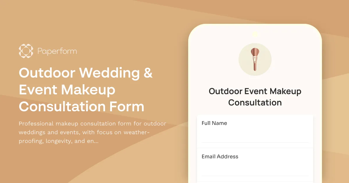 Outdoor Wedding & Event Makeup Consultation Form