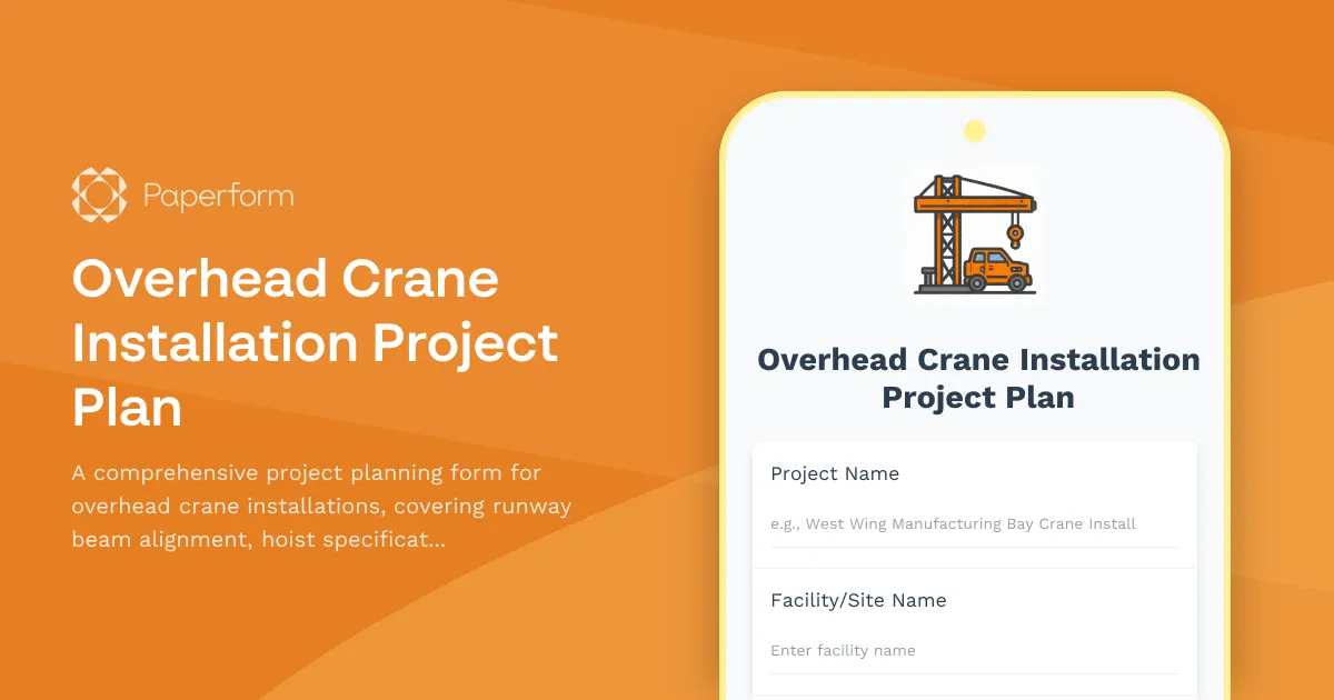 Overhead Crane Installation Project Plan