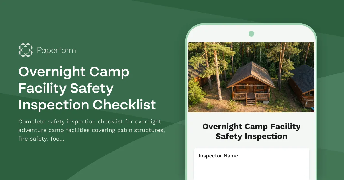 Overnight Camp Facility Safety Inspection Checklist