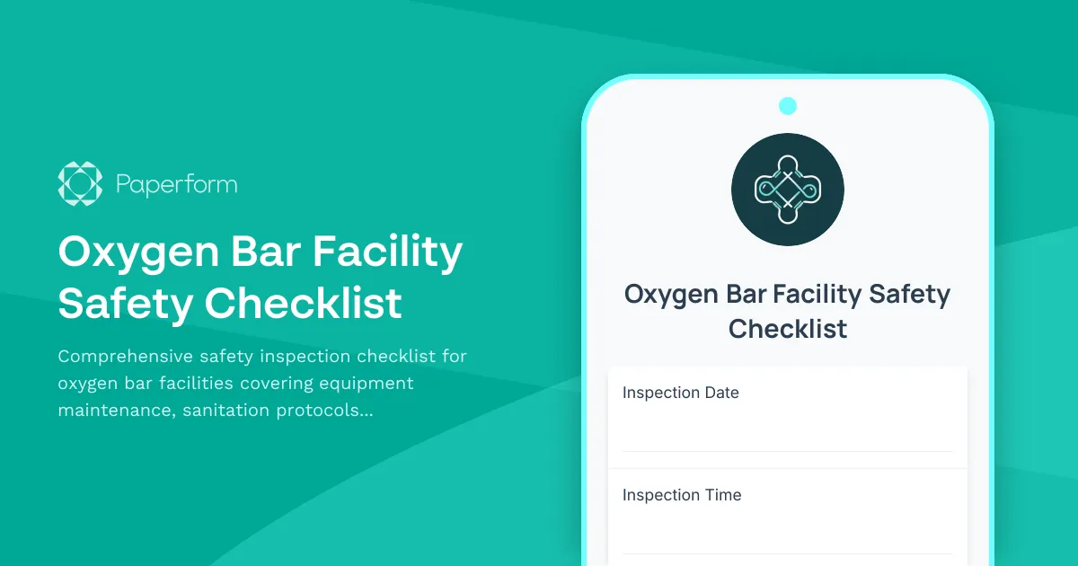 Oxygen Bar Facility Safety Checklist