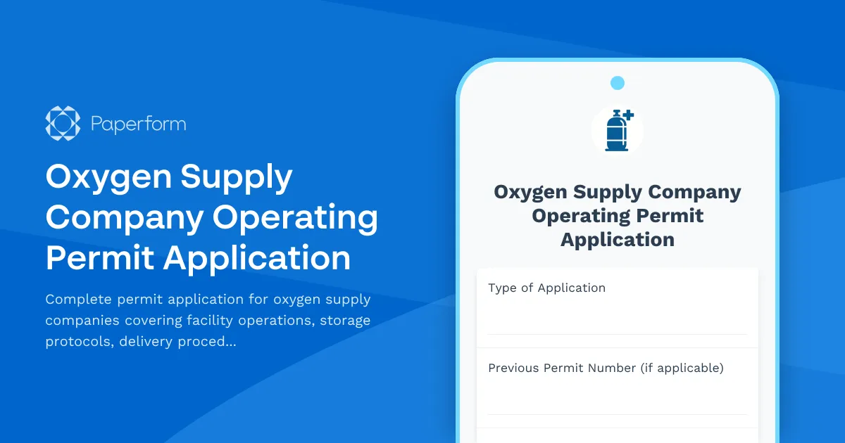 Oxygen Supply Company Operating Permit Application