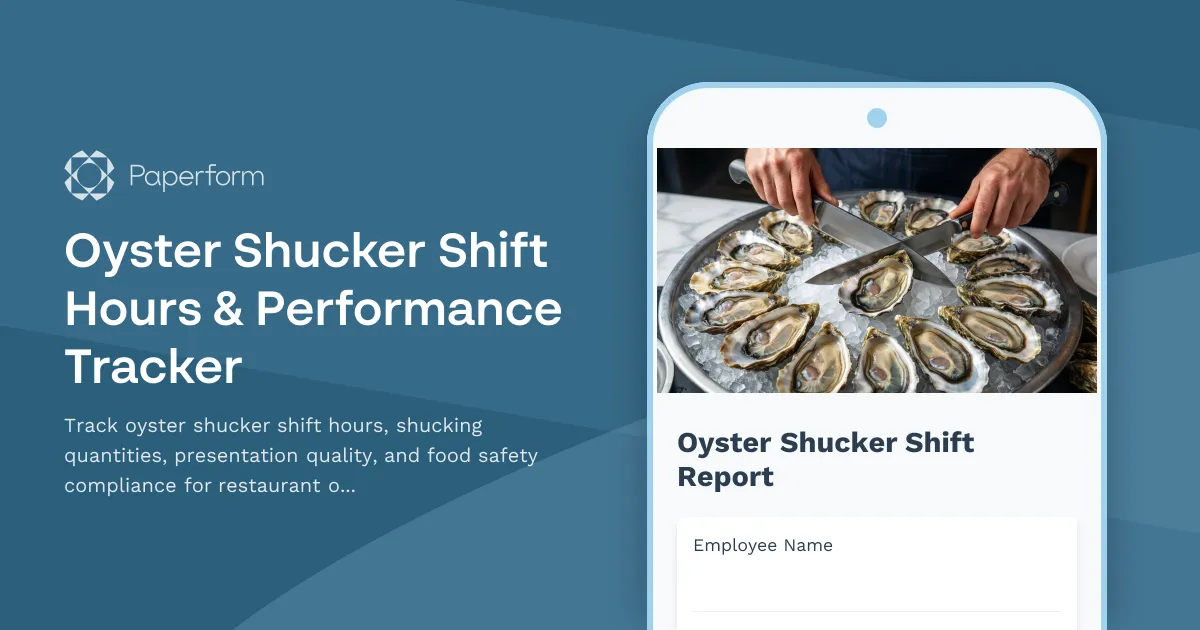 Oyster Shucker Shift Hours & Performance Tracker