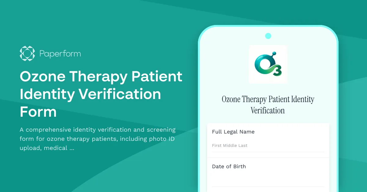 Ozone Therapy Patient Identity Verification Form