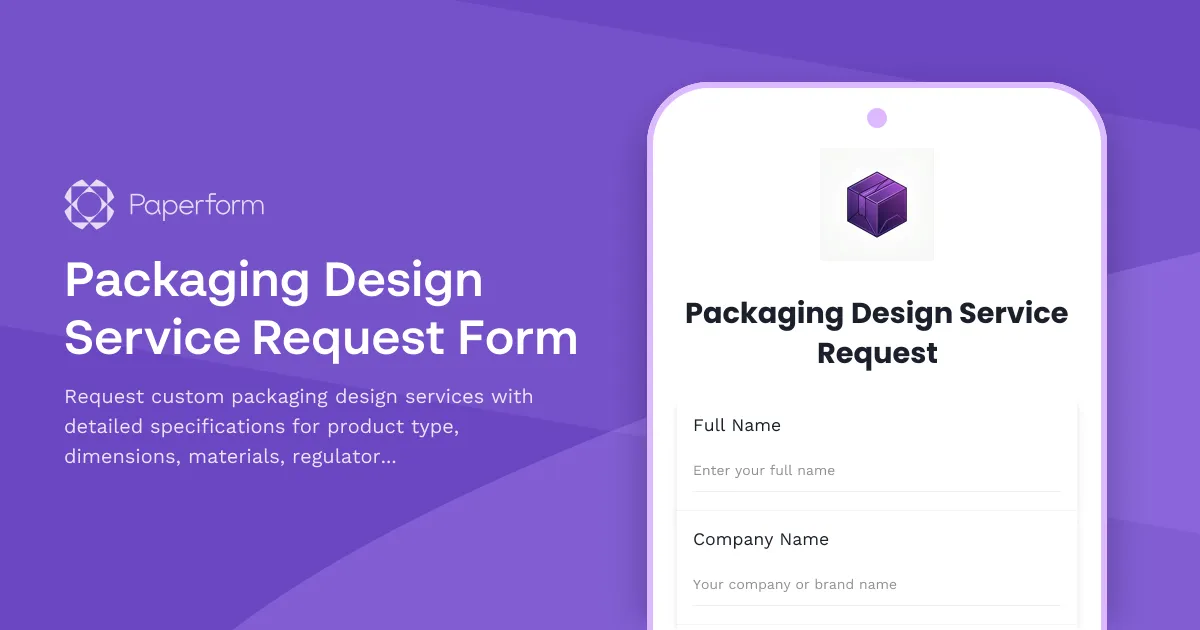 Packaging Design Service Request Form