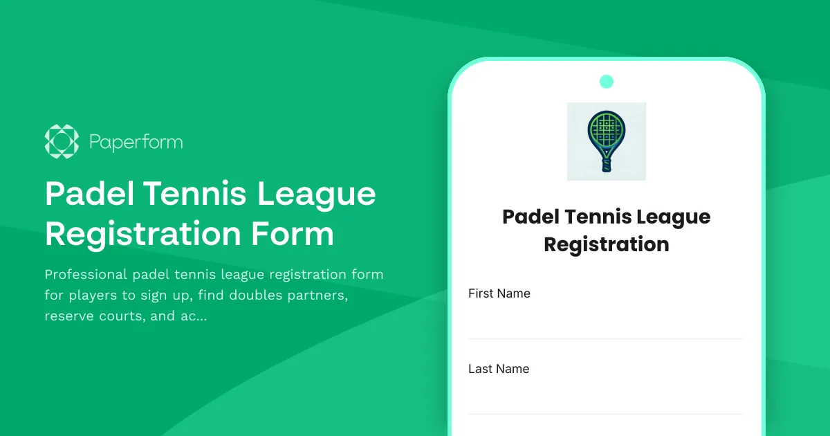 Padel Tennis League Registration Form