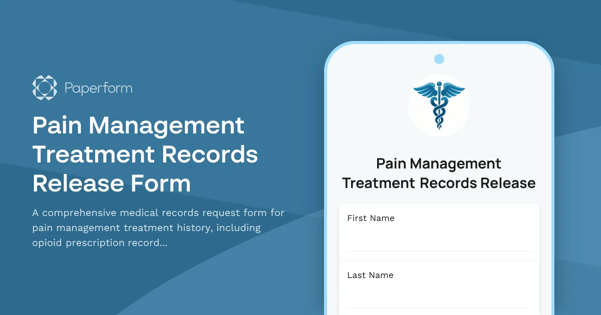 Pain Management Treatment Records Release Form