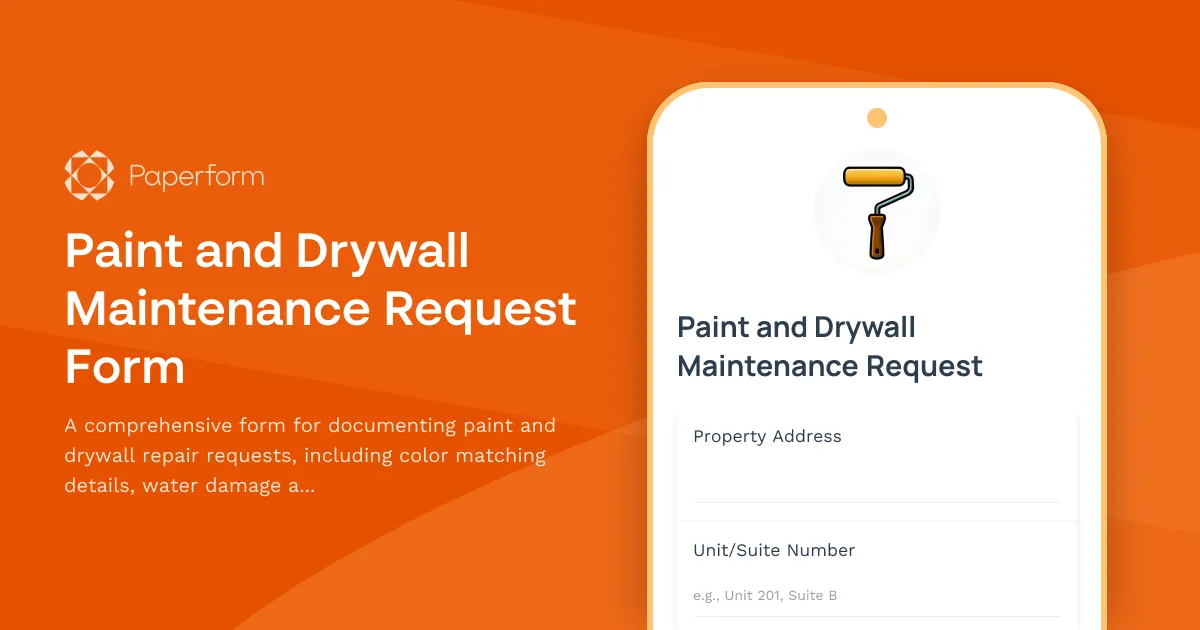 Paint and Drywall Maintenance Request Form
