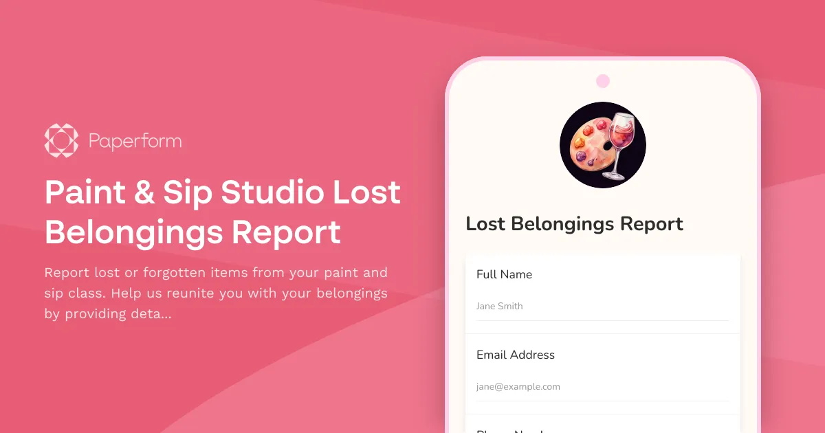 Paint & Sip Studio Lost Belongings Report