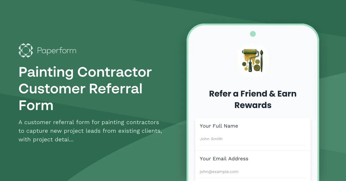 Painting Contractor Customer Referral Form