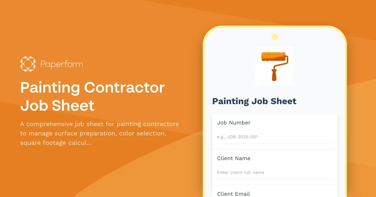 Painting Contractor Job Sheet