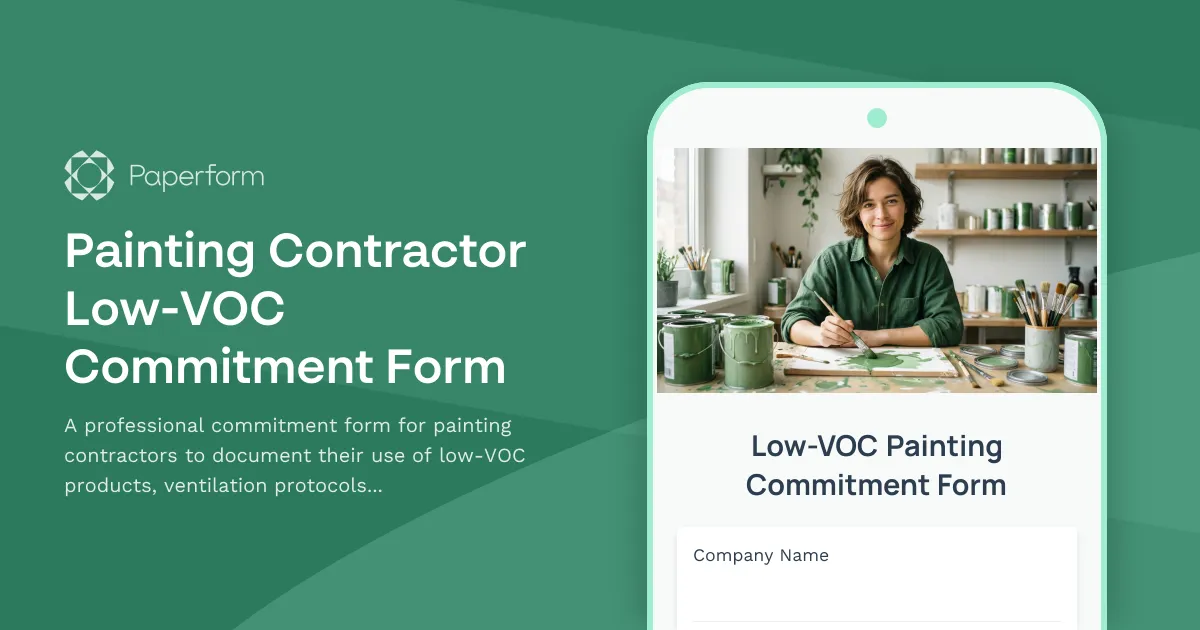 Painting Contractor Low-VOC Commitment Form