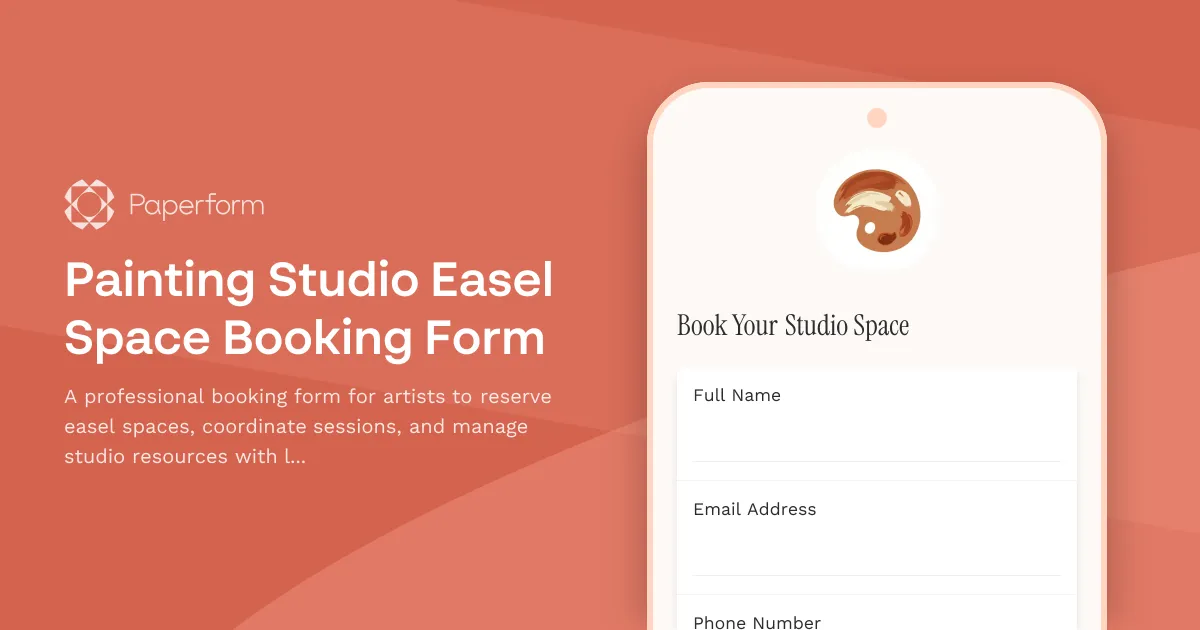 Painting Studio Easel Space Booking Form