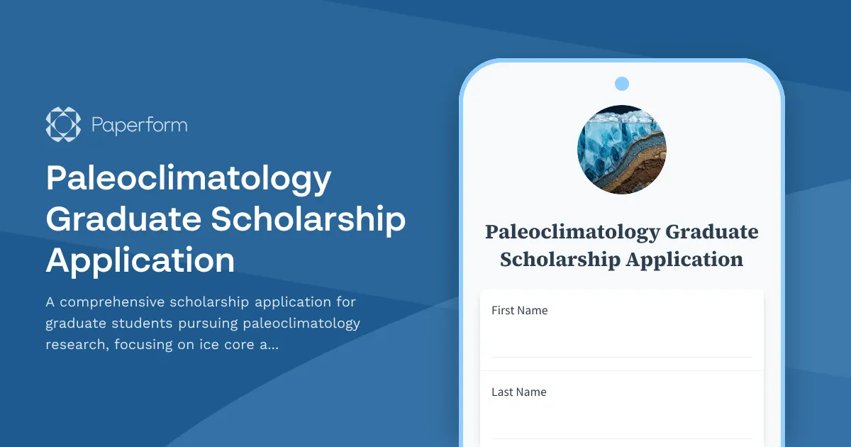 Paleoclimatology Graduate Scholarship Application