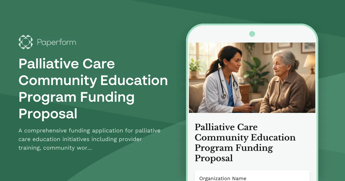 Palliative Care Community Education Program Funding Proposal