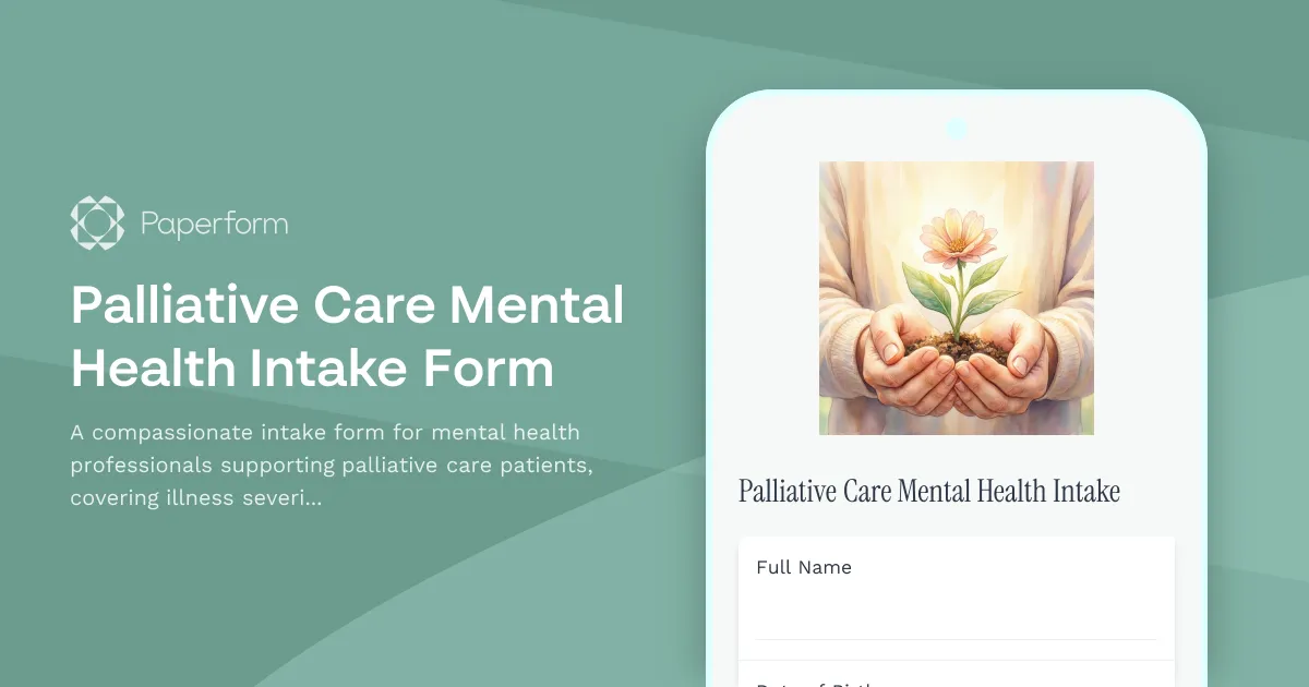 Palliative Care Mental Health Intake Form