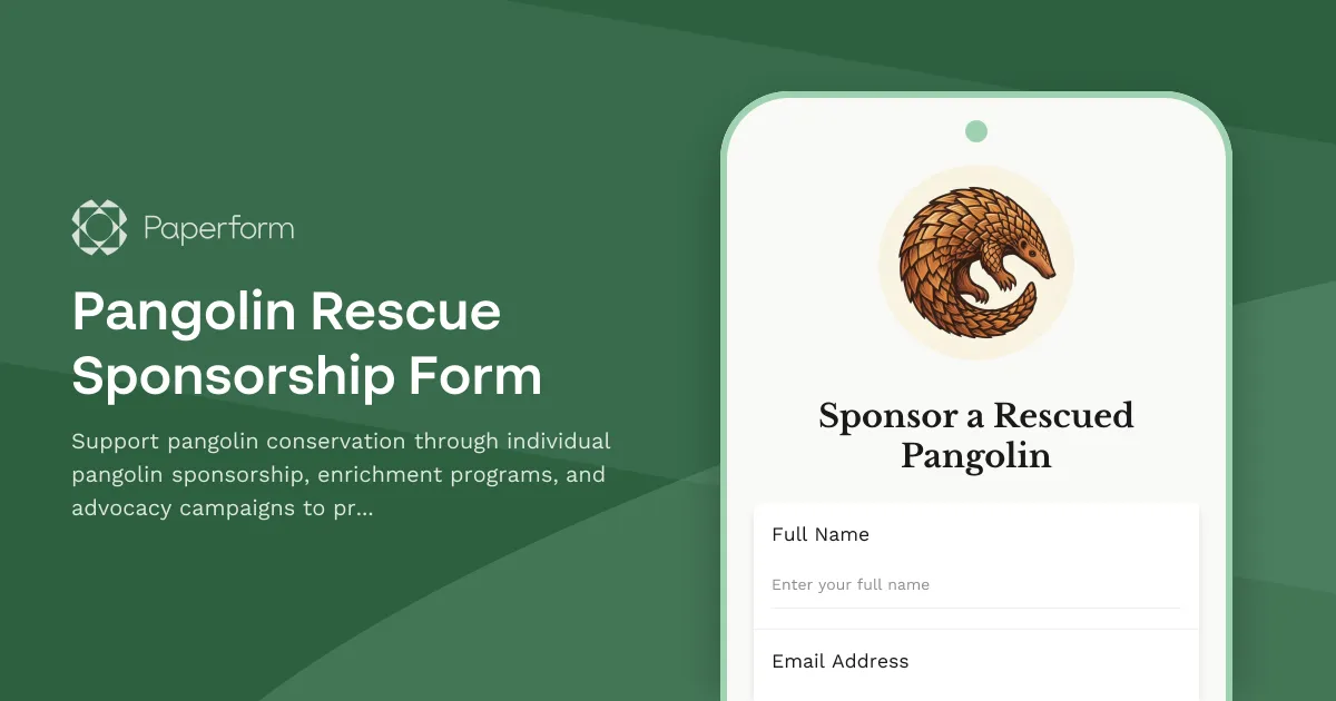 Pangolin Rescue Sponsorship Form