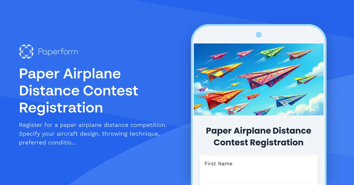 Paper Airplane Distance Contest Registration