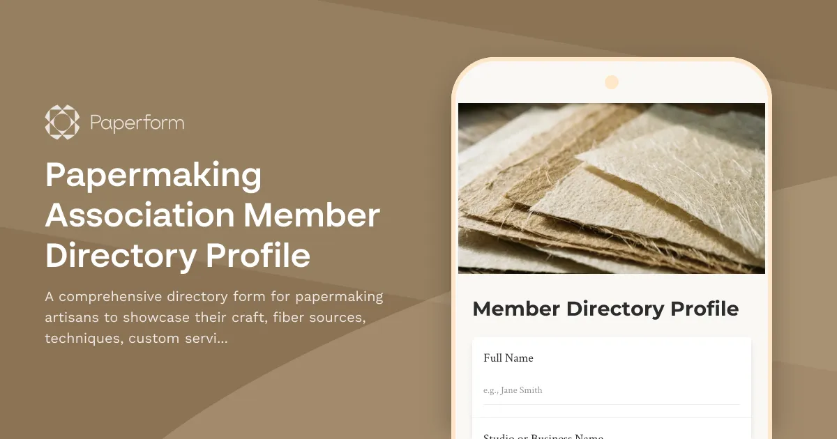 Papermaking Association Member Directory Profile