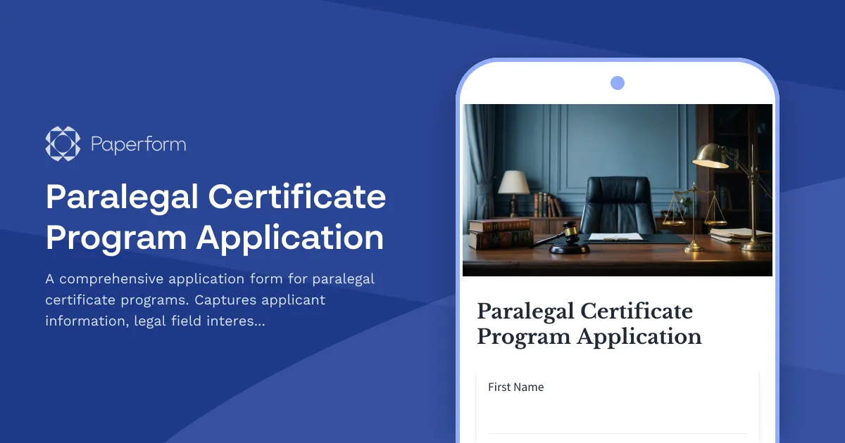 Paralegal Certificate Program Application