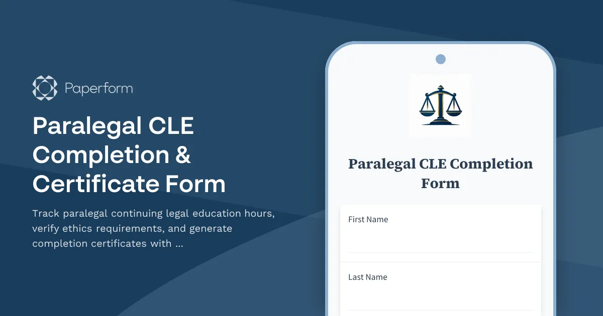 Paralegal CLE Completion & Certificate Form
