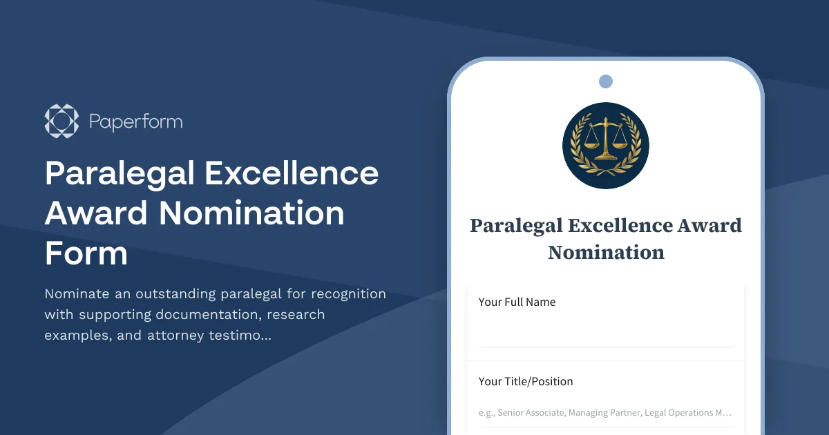 Paralegal Excellence Award Nomination Form