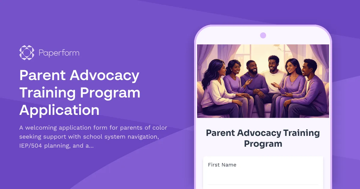 Parent Advocacy Training Program Application