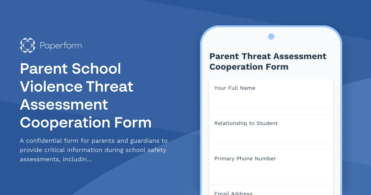 Parent School Violence Threat Assessment Cooperation Form