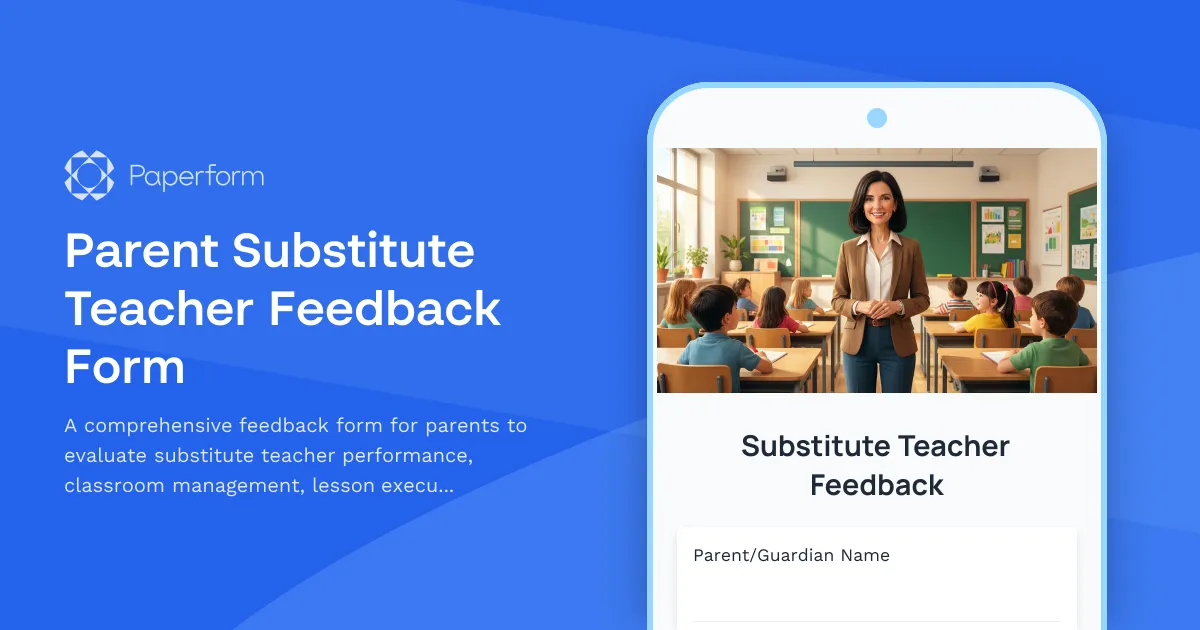 Parent Substitute Teacher Feedback Form