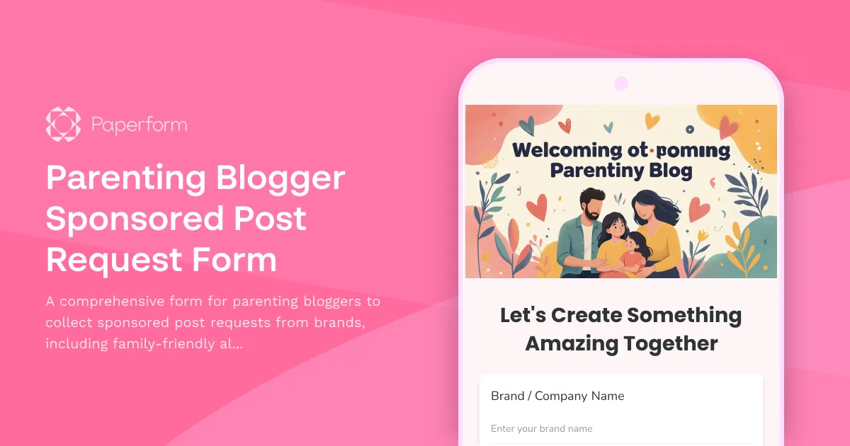 Parenting Blogger Sponsored Post Request Form