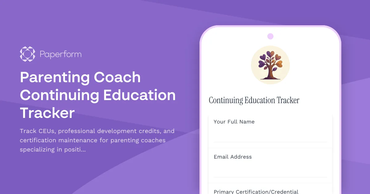 Parenting Coach Continuing Education Tracker