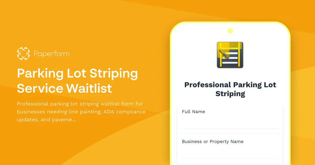 Parking Lot Striping Service Waitlist