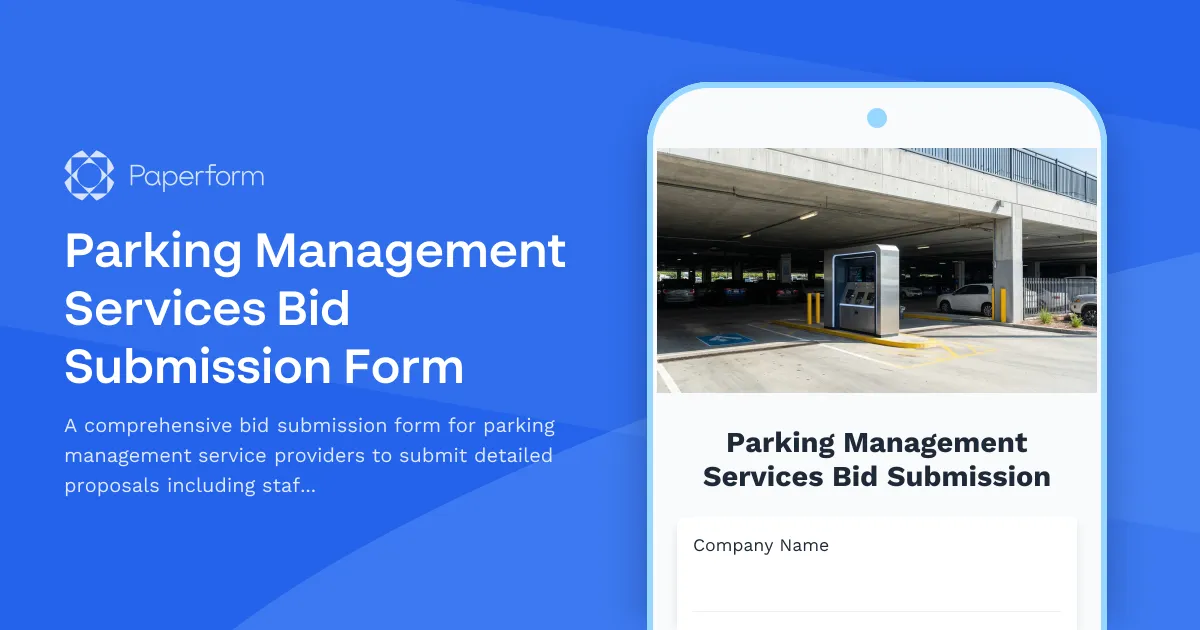 Parking Management Services Bid Submission Form