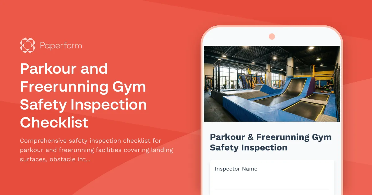 Parkour and Freerunning Gym Safety Inspection Checklist