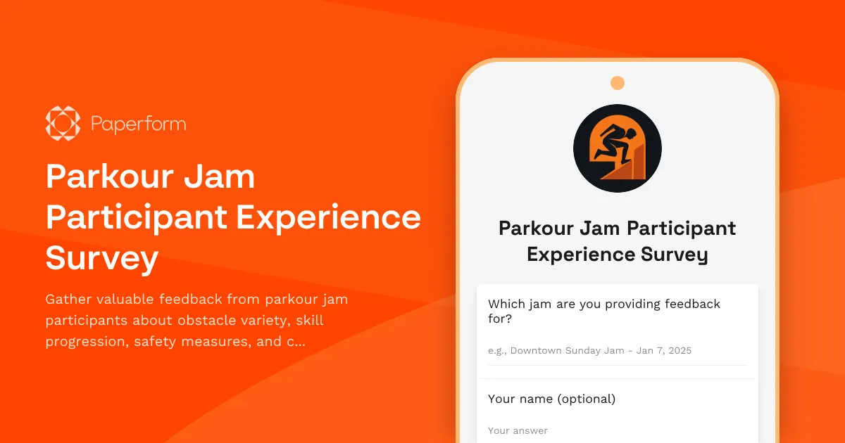 Parkour Jam Participant Experience Survey