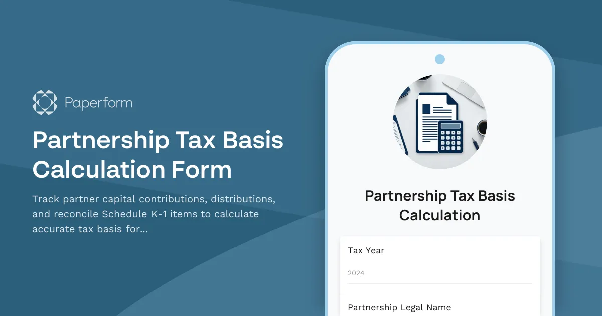 Partnership Tax Basis Calculation Form