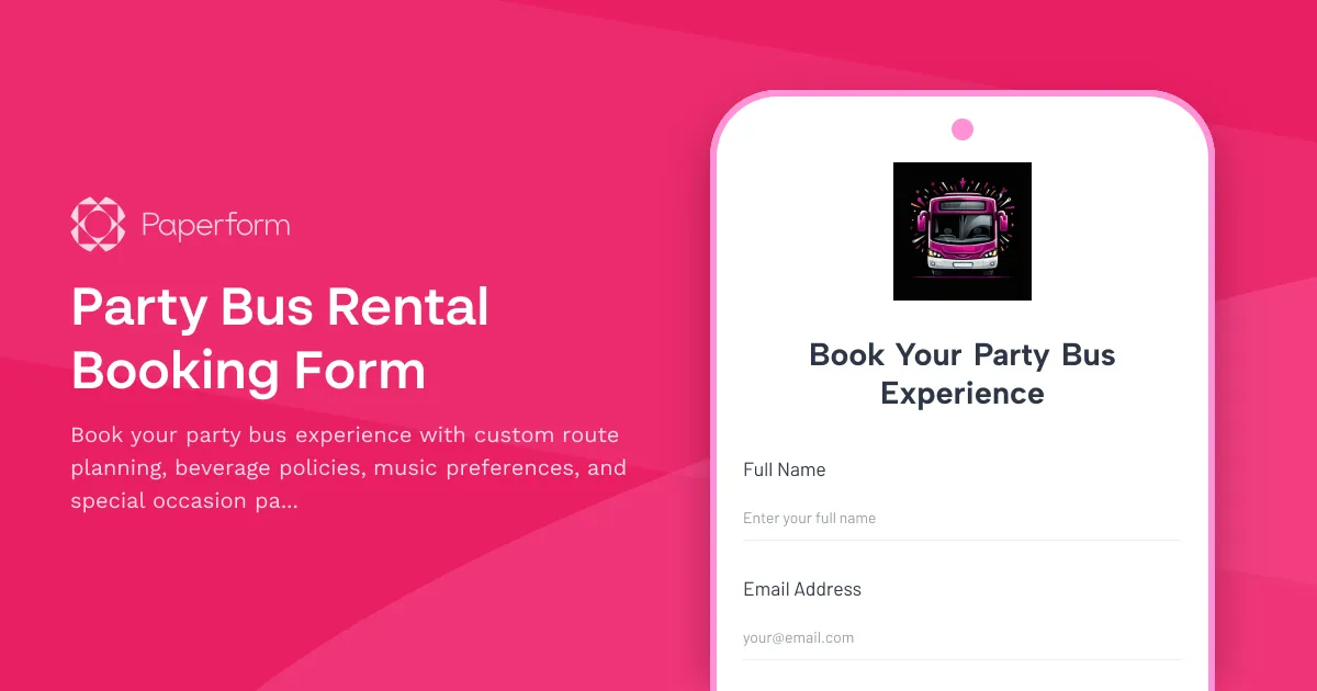 Party Bus Rental Booking Form