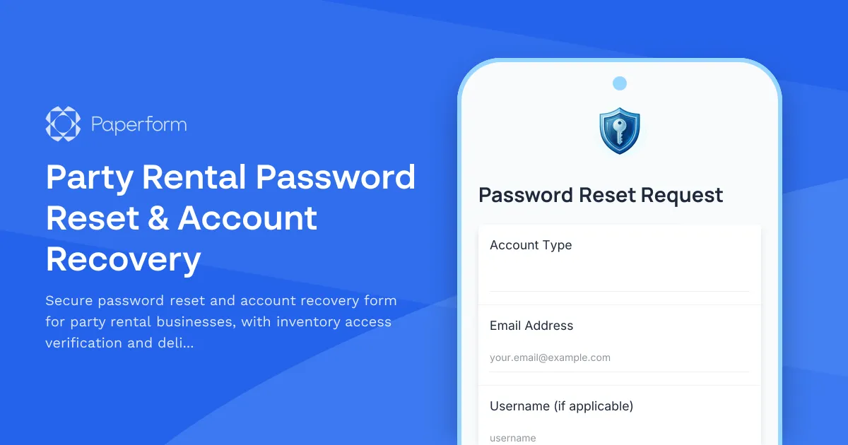 Party Rental Password Reset & Account Recovery