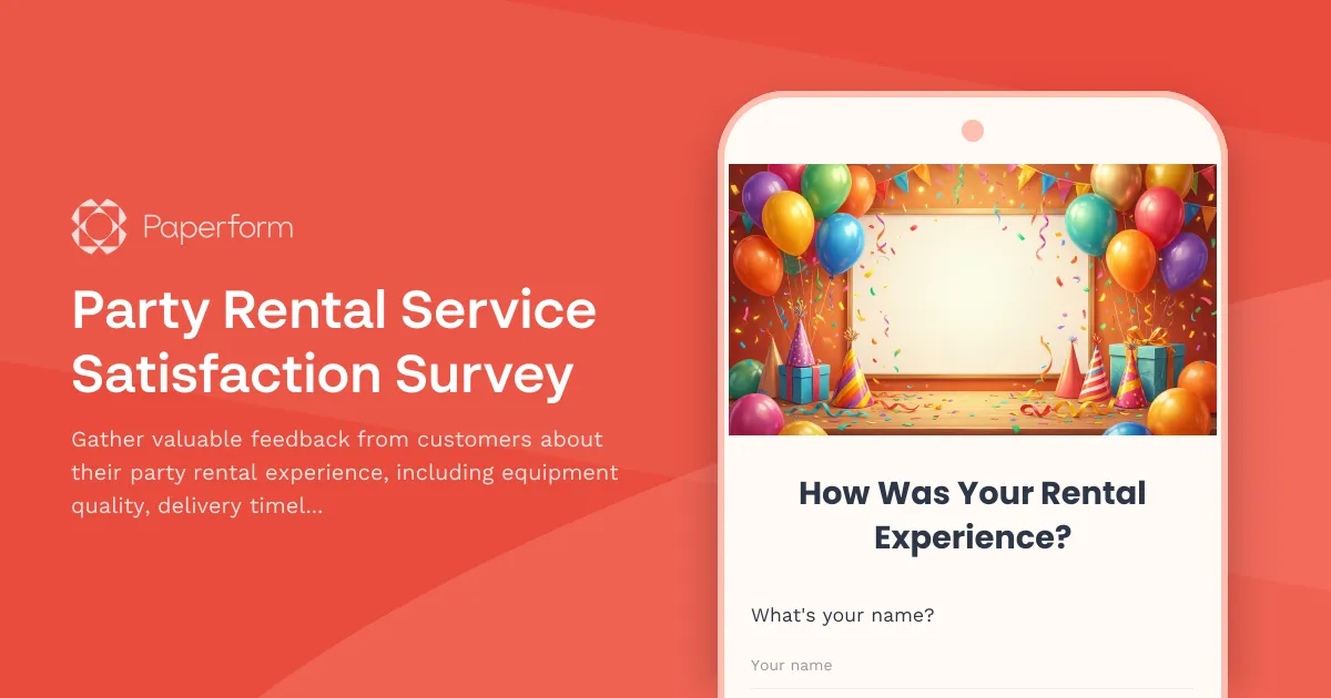 Party Rental Service Satisfaction Survey