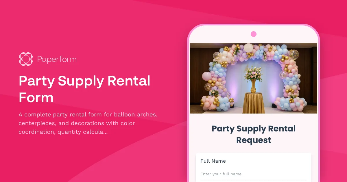 Party Supply Rental Form